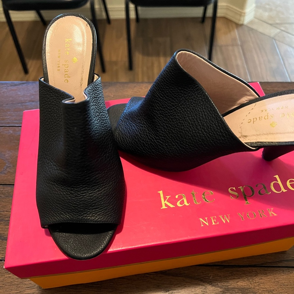 Kate Spade Black Leather Mules
